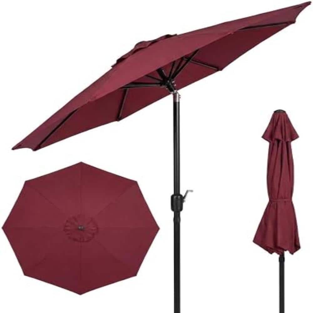 9ft Patio Umbrella with Push Button Tilt & Wind Vent, Heavy Duty Rustproof Market Umbrella for Pool Garden-Maroon price history on PriceWatchPro