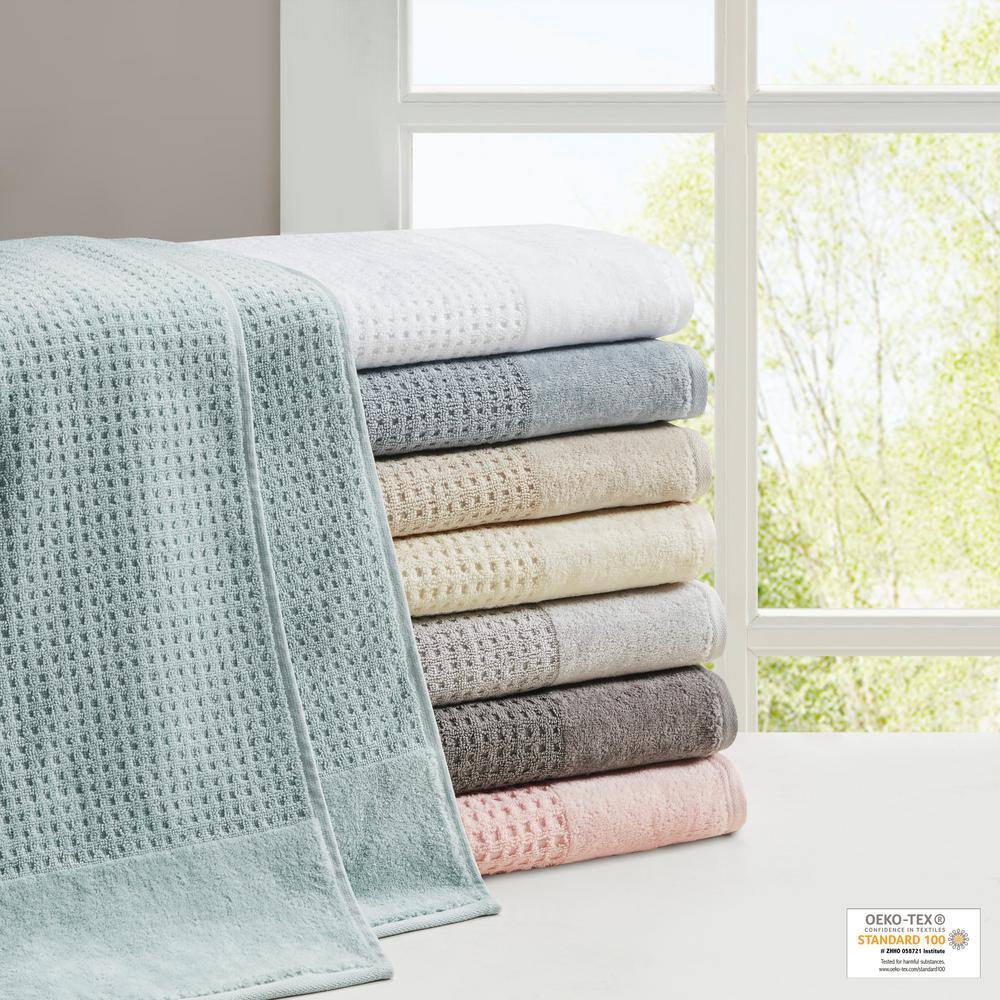 Gray Cotton Waffle Weave Hand Towel Set of Six