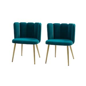 Bona Turquoise Side Chair with Metal Legs (Set of 2)