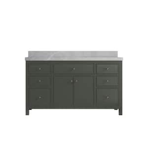 Sonoma 60 in. W x 22 in. D x 36 in. H Single Sink Bath Vanity in Pewter Green with 2" Pearl Gray Quartz Top