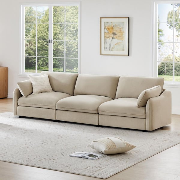 Spruce & Spring Derek 111.9 in. 3-Piece Fabric Modern Sofa Modular