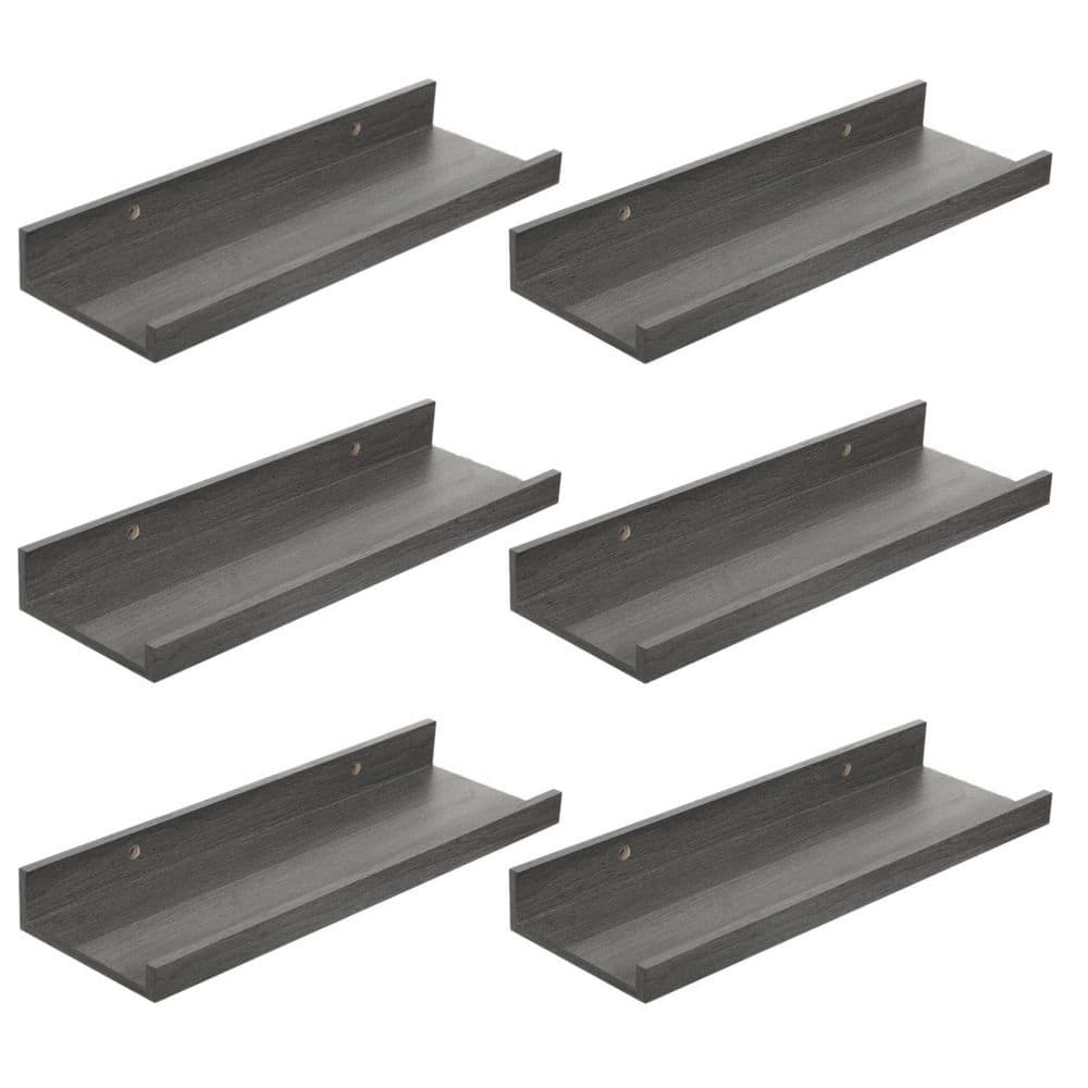 6-Pack 15.7 in. W x 1.7 in. H x 5.1 in. D Wall Mounted Wood Rectangular Floating Shelves in Gray for Bathroom Kitchen price history on PriceWatchPro