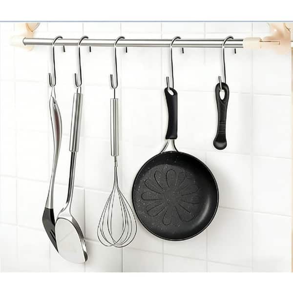 4 in. Pan Pot Rack Holder S Hooks Hangers for Kitchenware Pots Utensils Clothes Bags Towels Plants, Silver (30-Pack)