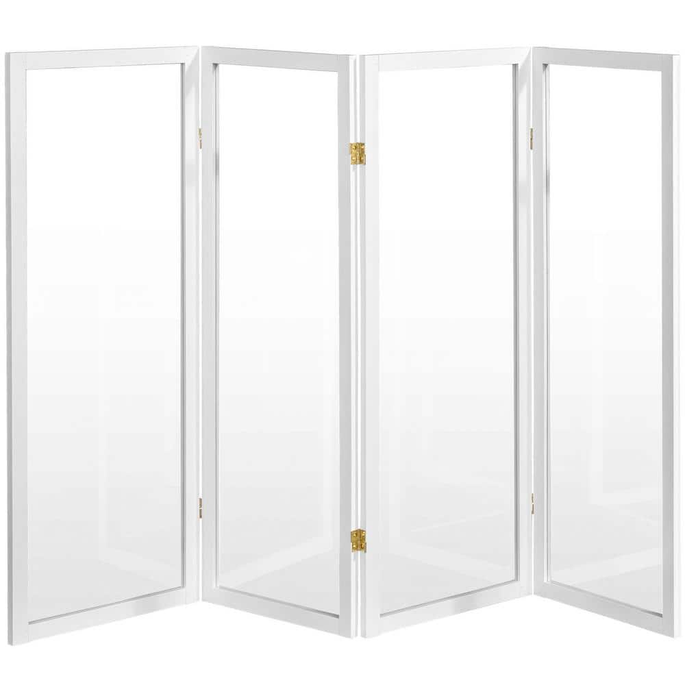 Clear Acrylic 4-Panel Folding Floor Partition