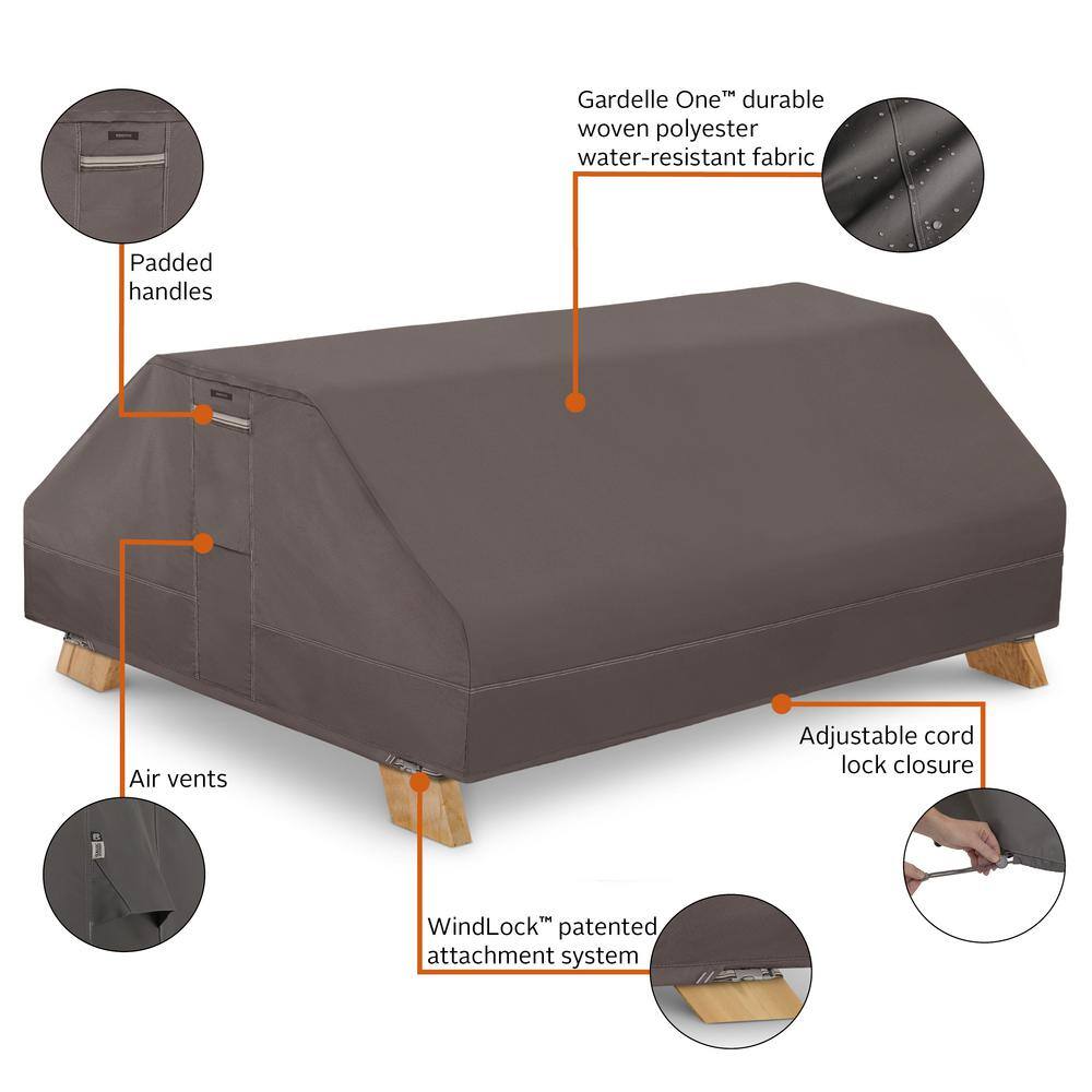 Ravenna Dark Brown Water-Resistant Rectangle Picnic Table Cover, 72 x 57 x 33 Inch