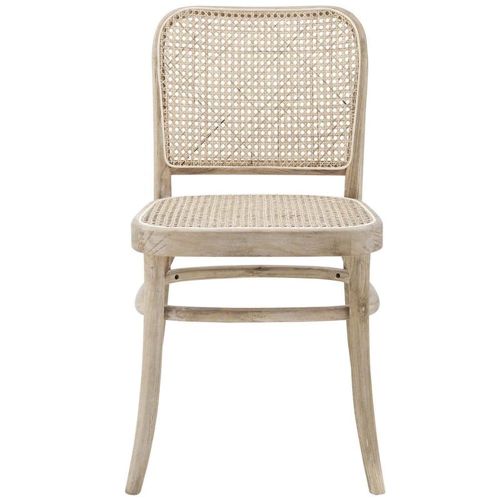 Winona Gray Elm Wood and Cane Side Chair