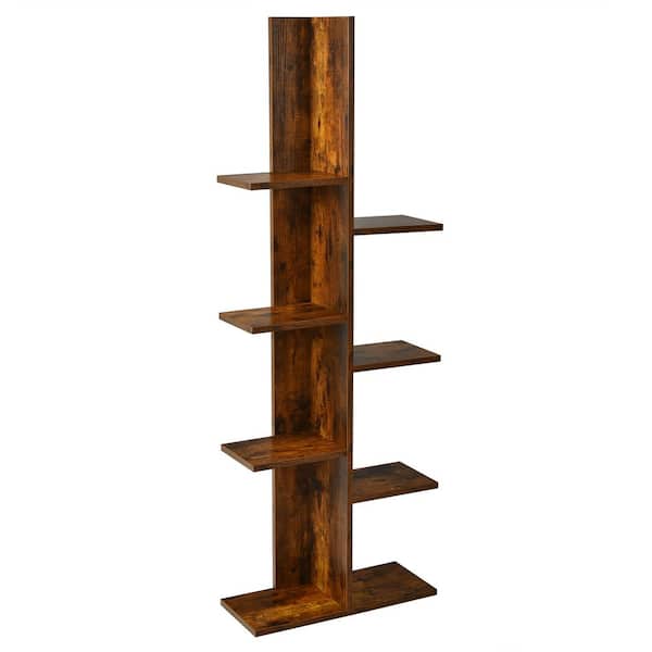 Costway 55.5 in. x 20 in. 8-Shelf Wood Bookcase Freestanding Tree Shelf Display Storage Stand