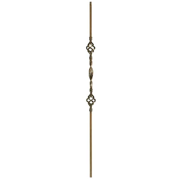 WM Coffman 44 in. x 1/2 in. Oil Rubbed Bronze Double Basket with Ribbon Hollow Iron Baluster