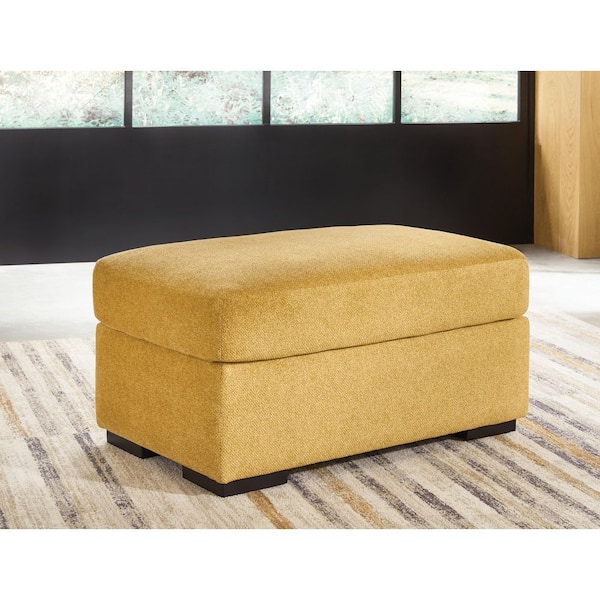 Signature DESIGN BY ASHLEY Keerwick Yellow Polyester Rectangle Cocktail Medium Ottoman