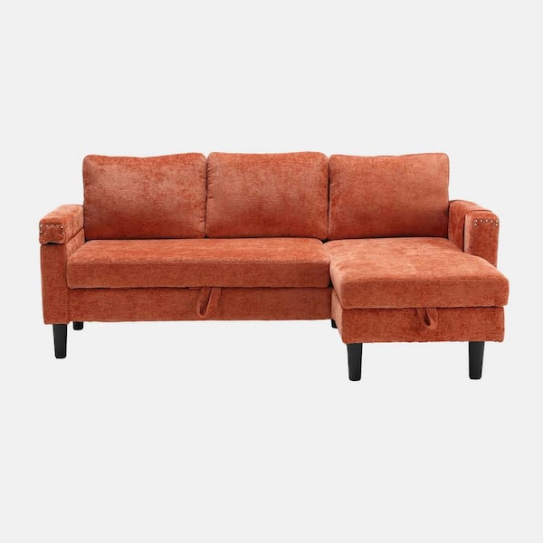 wetiny 50 in. Chenille L Shaped Modern Sectional Sofa in. Orange