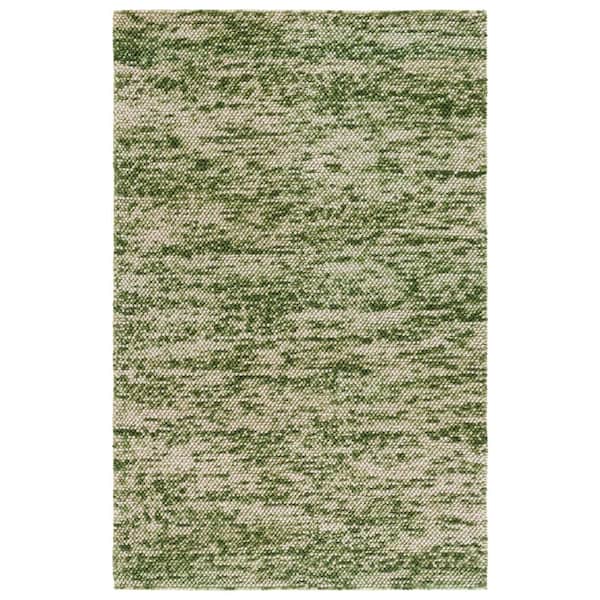 Natura 3 ft. x 5 ft. Green/Ivory Textured Solid Area Rug