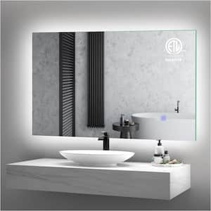 48 in. W x 28 in. H Large Rectangular Frameless Anti-Fog Backlit LED Light Wall mounted Bathroom Vanity Mirror