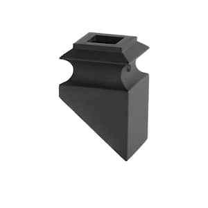 Satin Black 34.3.2 Angled Base Shoes for 3/4 in. Square Mega 1.9 in. x 2.9 in. Iron Balusters for Stair Remodel
