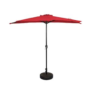 Fiji 9 ft. Market Half Patio Umbrella with Bronze Round Base in Red