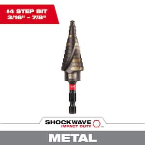 SHOCKWAVE 3/16 in. - 7/8 in. #4 Impact-Rated Titanium Step Drill Bit (12-Steps)