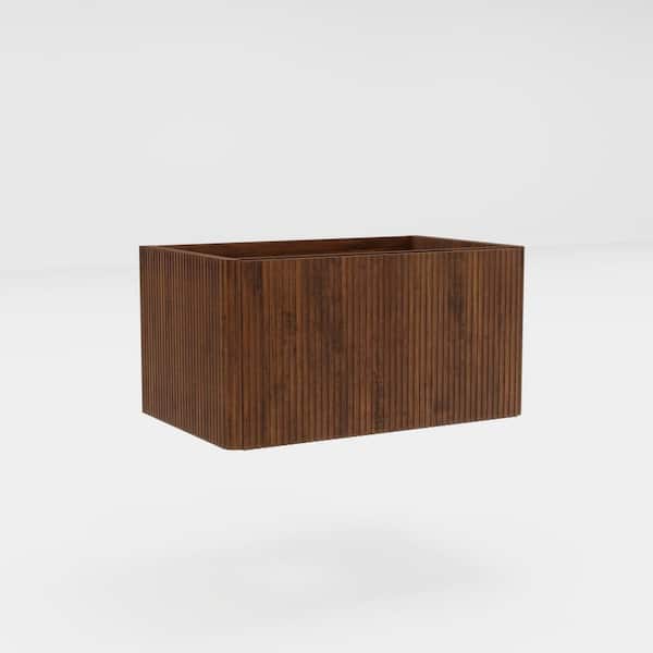 Blair Modern 29.4 in. Floating Striped Bath Vanity Cabinet without Top in Walnut with Drawer