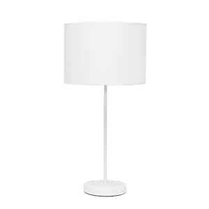 22 in. White Stick Lamp with Fabric Shade