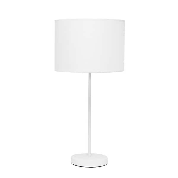 Simple Designs 22 in. White Stick Lamp with Fabric Shade