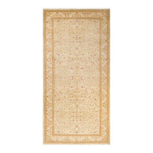 Mogul Ivory 6 x 13 Oriental Wool Indoor Runner Rug