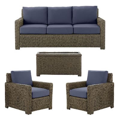 blue outdoor seating