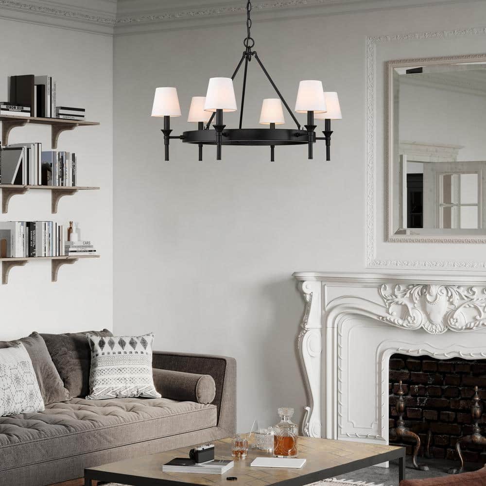 Edinburgh 30" Black Iron 6-Light Candle Chandelier