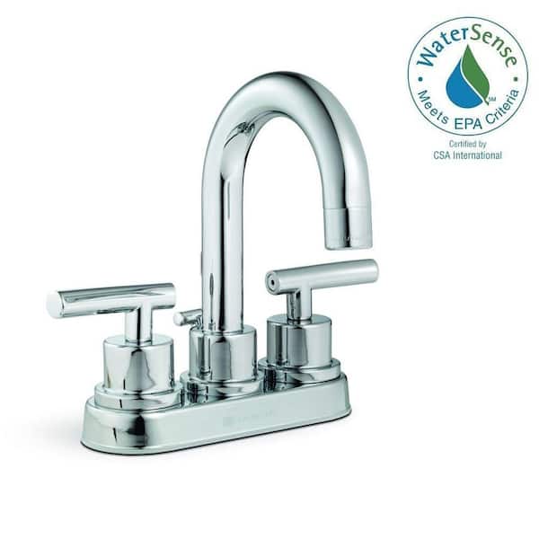 Glacier Bay Dorset 4 in. Centerset 2-Handle High-Arc Bathroom Faucet with Pop-up Assembly in Chrome