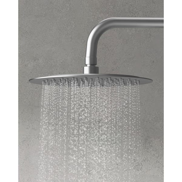 GRANDJOY Temperature Grain Dual Showers Single Handle 3-Spray Wall Mount 5in. Tub and Shower Faucet 2.5GPM in Brushed Nickel