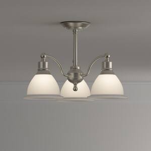 Madison Collection 20.75 in. 3-Light Brushed Nickel Semi-Flush Mount for Bedrooms