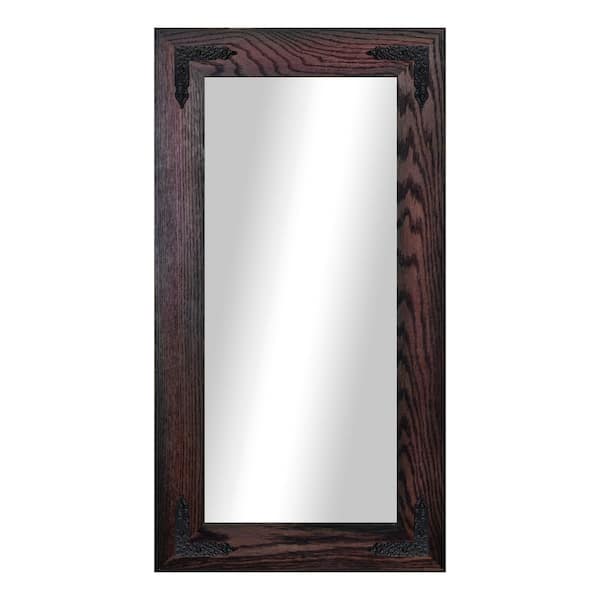 Rayne Mirrors (33 in. W x 22 in. H) Black Cherry Hardwood Rectangle Mirror with Decorative Corner Bracket