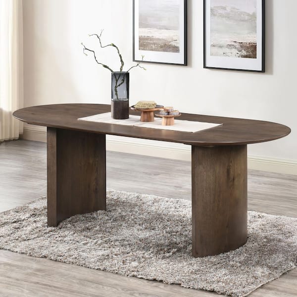 New Classic Furniture Kody Dark Walnut Wood 78.74 in. Trestle Base Dining Table Seats 6