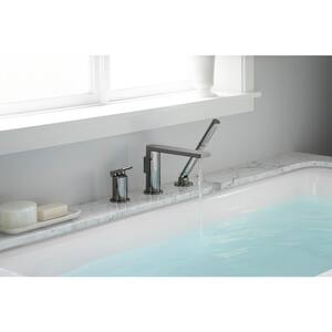Composed Single-Handle Deck-Mount Roman Tub Faucet with Handshower in Polished Chrome