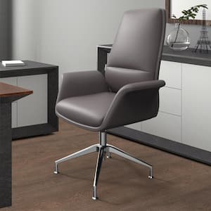 Summit Faux Leather Adjustable Height Ergonomic Office Chair in Grey with Nonadjustable Arms
