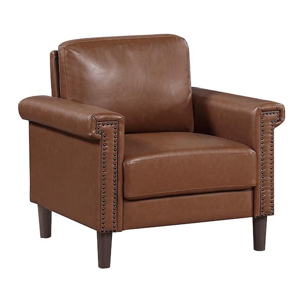 Lazzara Arlo Chocolate Faux Leather Living Room Accent Arm Chair