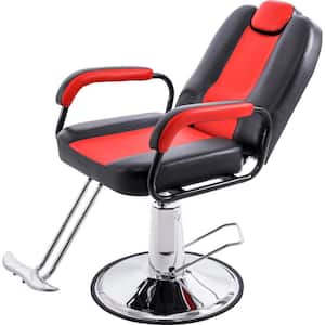 Red Luxury Recliner Barber Chair With Heavy Duty Pump, Beauty Salon Spa Tatoo