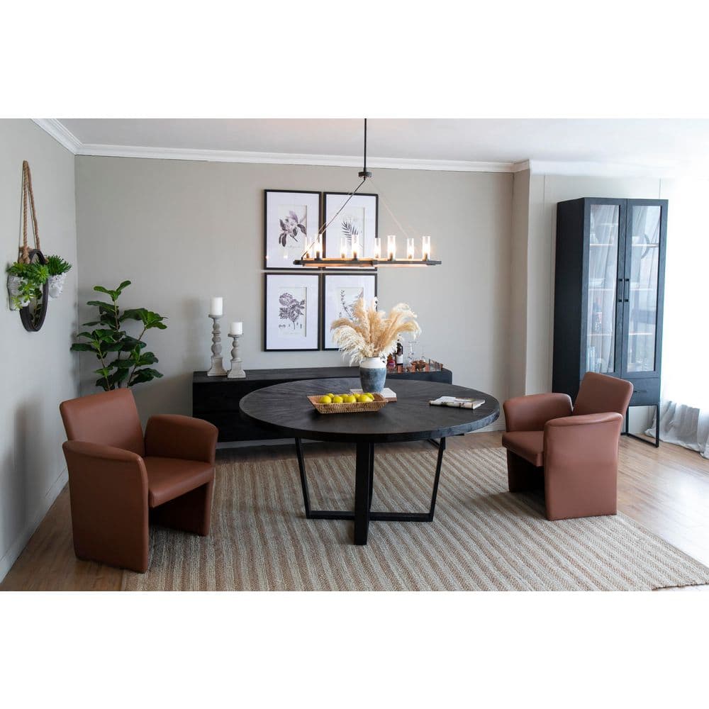 Contemporary Black Wood 63 in. 4-Legs Base Dining Table Seats 4