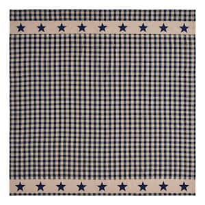 My Country 72 in. W x 72 in. L Cotton Blend Shower Curtain in Navy Tan