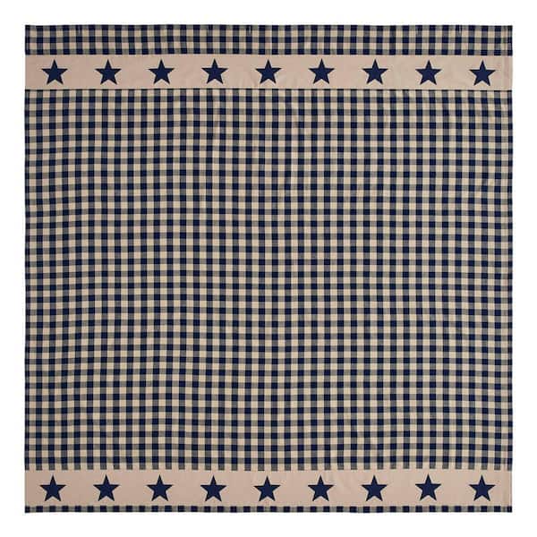 VHC BRANDS My Country 72 in. W x 72 in. L Cotton Blend Shower Curtain in Navy Tan