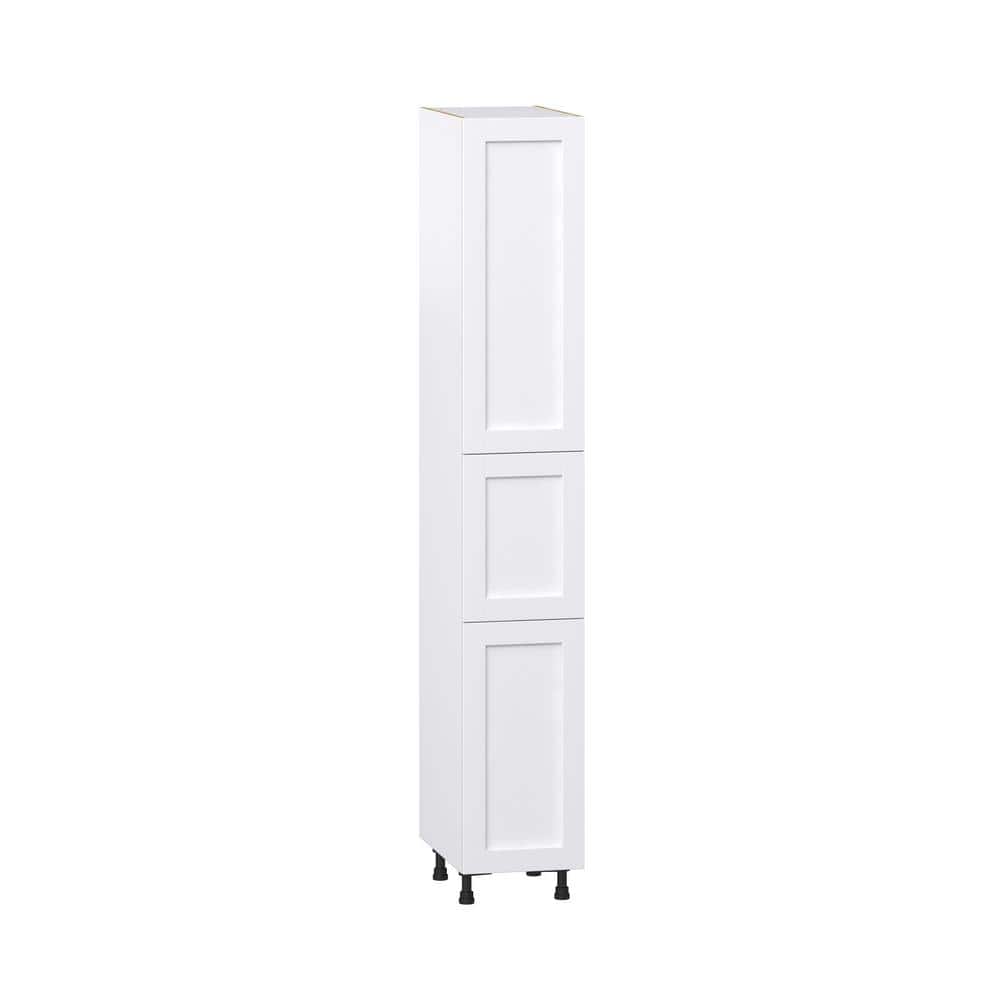 J Collection 15 in. W x 94.5 in. H x 24 in. D Mancos Bright White Shaker Assembled Pantry Kitchen Cabinet