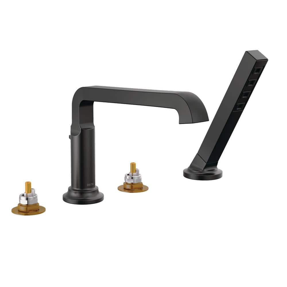 Matte Black Modern Roman Tub Faucet with Hand Shower