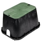 14 in. X 19 in. Rectangular Valve Box and Cover, Black Box, Green ICV Cover