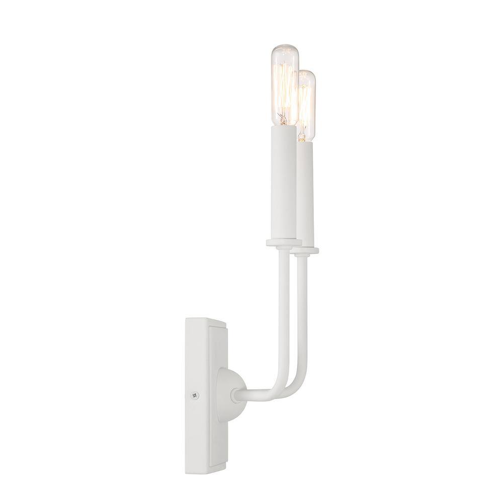Bisque White 2-Light Dimmable Metal Wall Sconce
