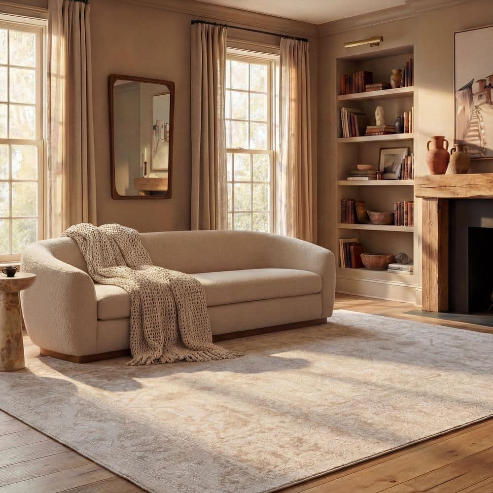 SAFAVIEH Reflection Cream/Ivory 9 ft. x 12 ft. Border Floral Area