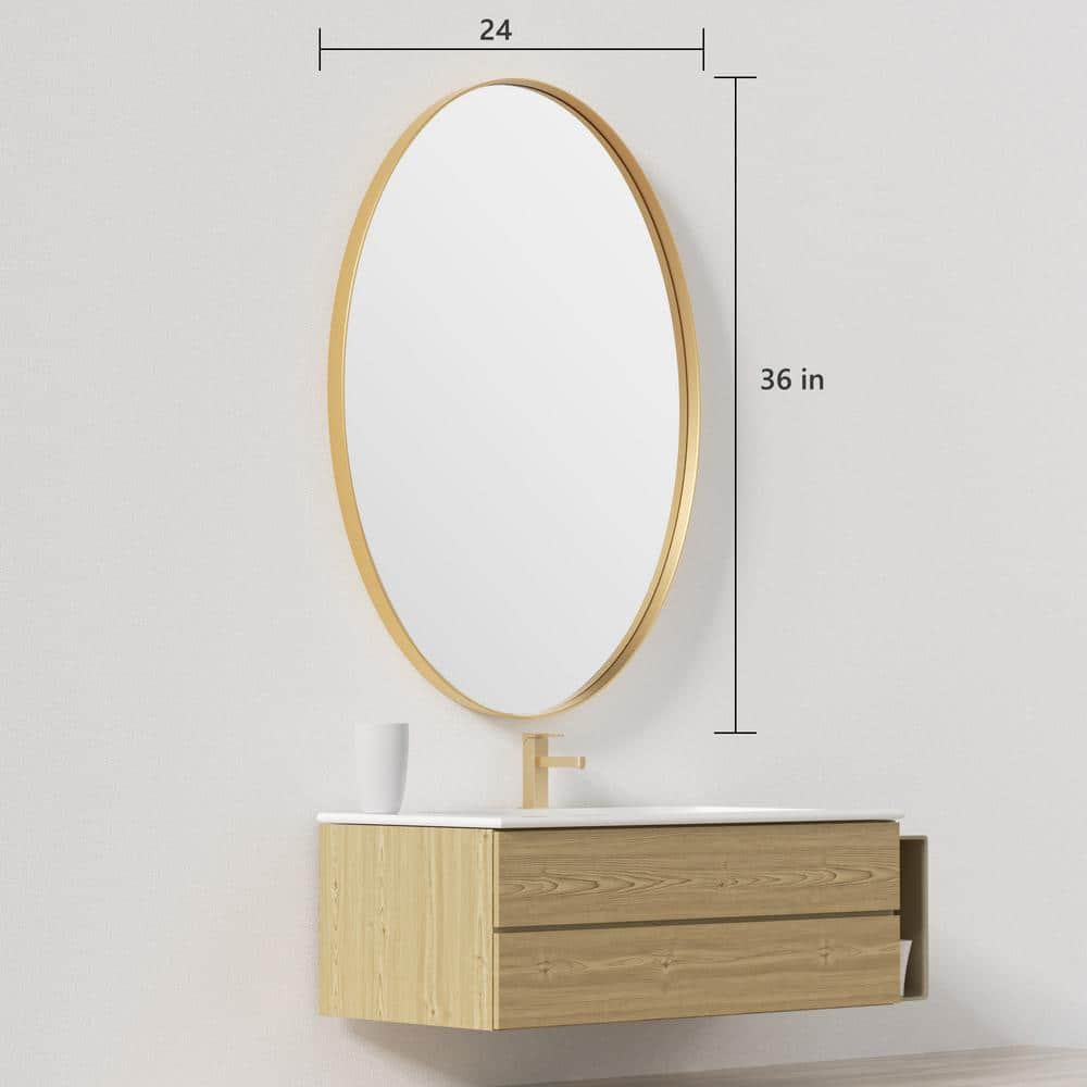 Gold Oval Metal Frame Vanity Mirror, 24 x 36