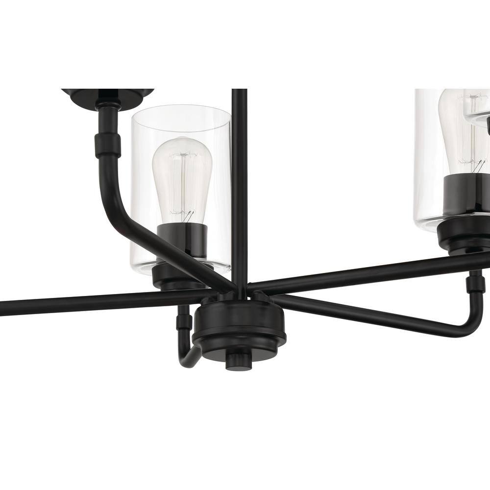 Stowe Flat Black 5-Light Cylinder Chandelier with Clear Glass