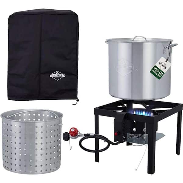 Hike Crew 100 qt. Outdoor Boiling Kit with Igniter, 110,000 BTU Seafood Boil/Fryer Set for Crawfish and More