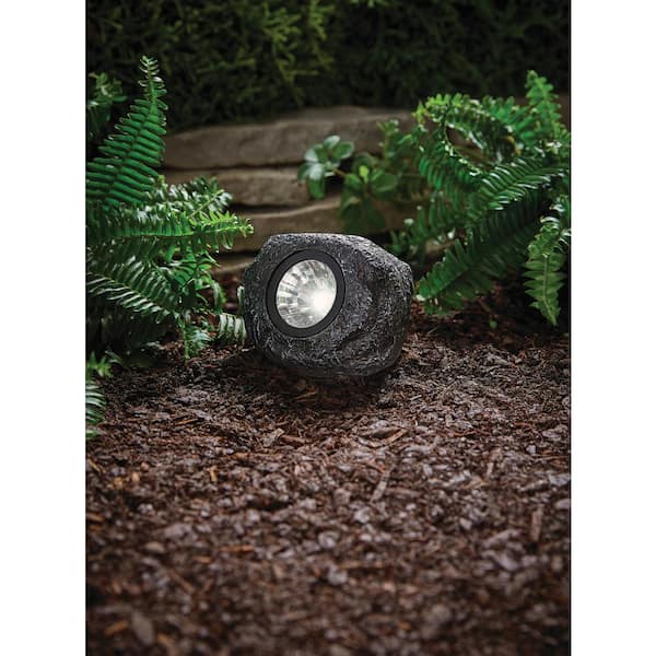 15 Lumen Gray LED Weather Resistant Outdoor Solar Mini Rock Spot Light