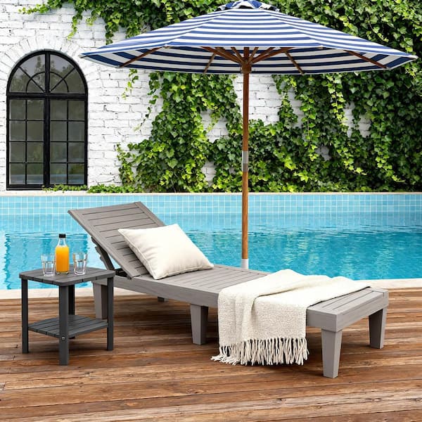 Plastic Gray Outdoor Chaise Lounge Chair 042A-gray - The Home Depot