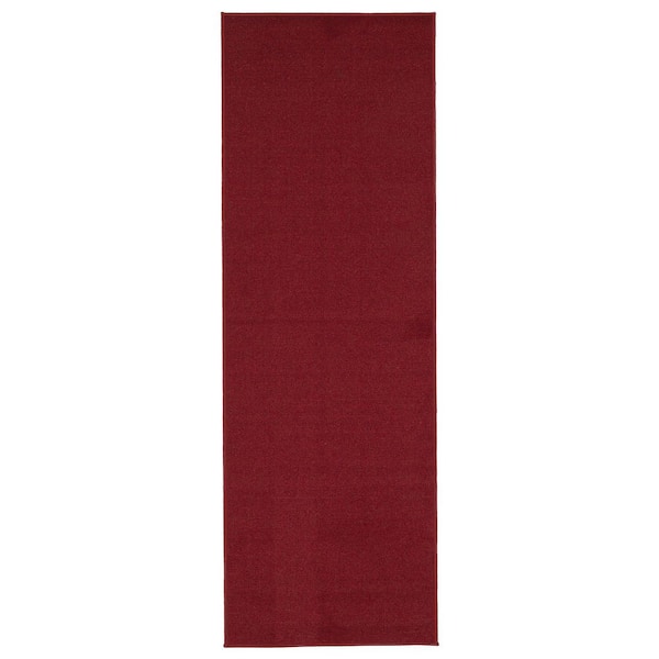 Ottomanson Sweet Home Collection Non-Slip Rubberback Modern Solid Design 2x5 Indoor Runner Rug, 1 ft. 8 in. x 4 ft. 11 in., Red