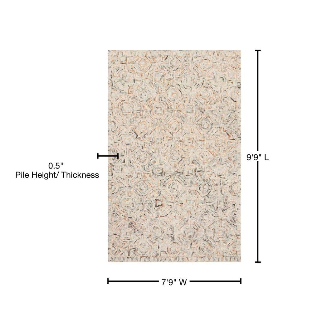 Hand-Tufted Contemporary Wool Area Rug, 7'9" x 9'9", Multicolor