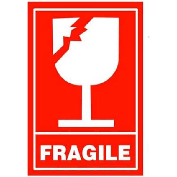 Fragile Stickers Glass Handle Care Shipping Mailing 2 x 3 in. 300 Pieces Roll Self Adhesive Bright Red Easy Peel